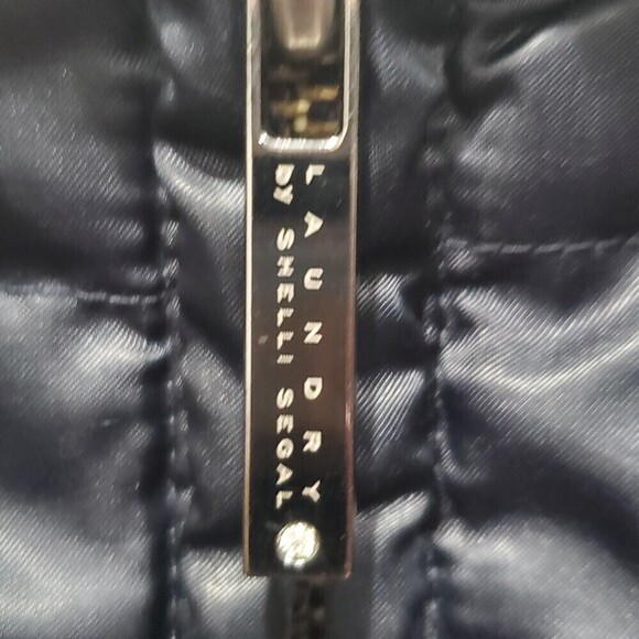 LAUNDRY by Shelli Segal Black Satin Down Cloud Quilted Puffer Coat - Picture 12 of 15